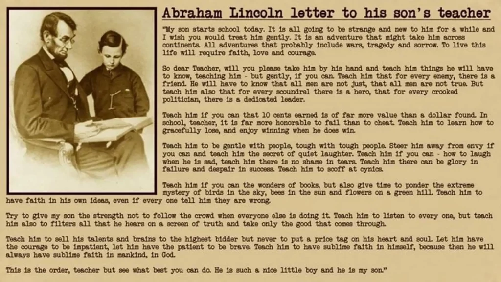 
abraham lincoln's letter to his son's teacher summary | एब्राहम लिंकन | Abraham lincoln letter to his son's teacher in hindi